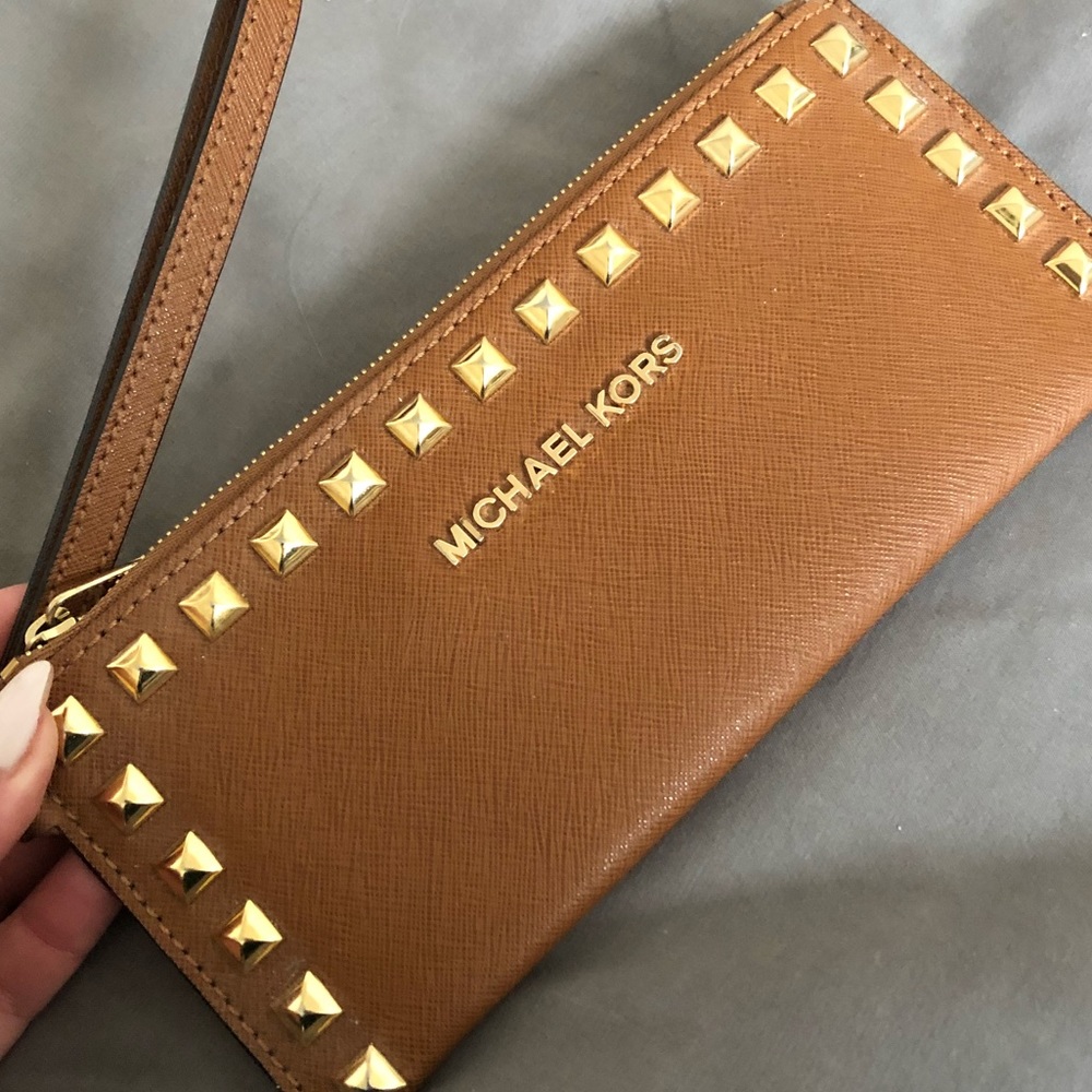 Michael Kors Wristlet with Gold Stud Accents